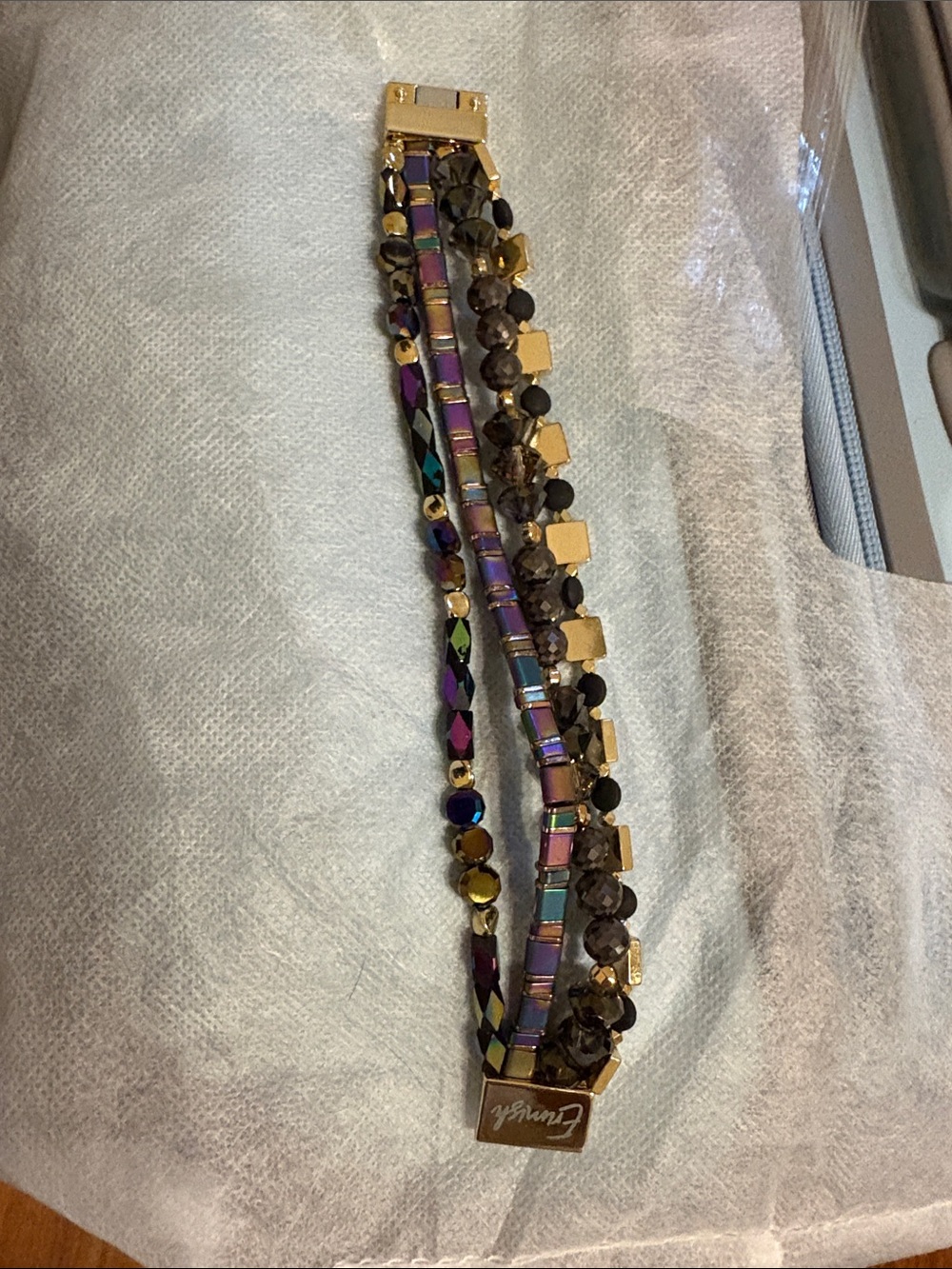Erimish Iridescent Multicolor and Gold Multi-Strand Bracelet